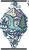Mountain Waterfall Landscape – Nature-Inspired Graphic Design