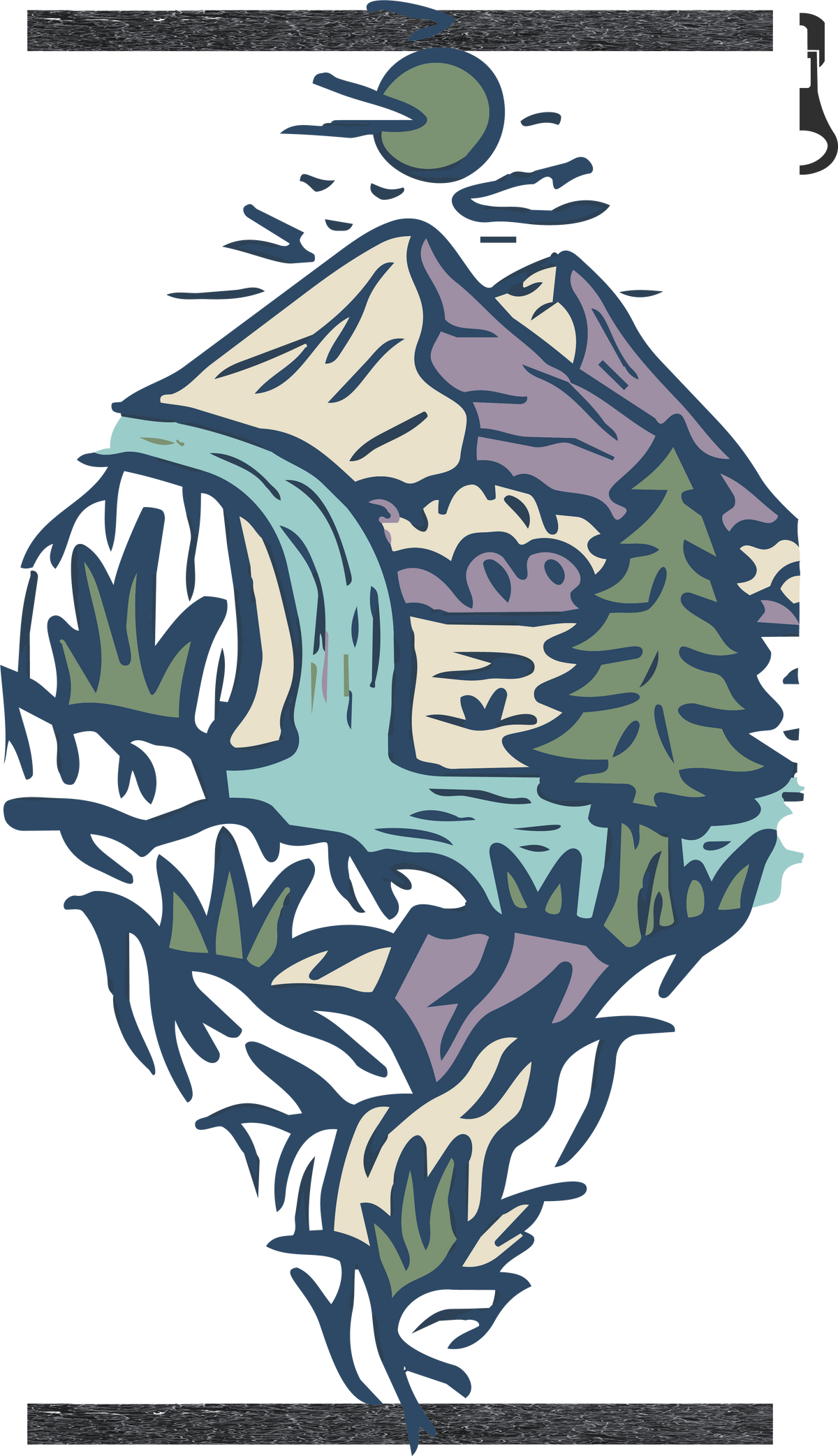 Mountain Waterfall Landscape – Nature-Inspired Graphic Design